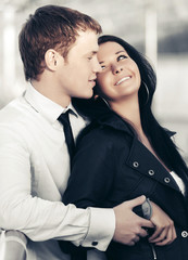Happy young couple in love outdoor