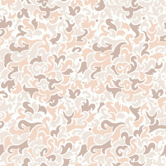 Seamless pattern with beige elements. Ink vector illustration. Hand drawn ornament for wrapping paper.