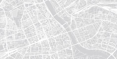 Urban city map of Warsaw, Poland