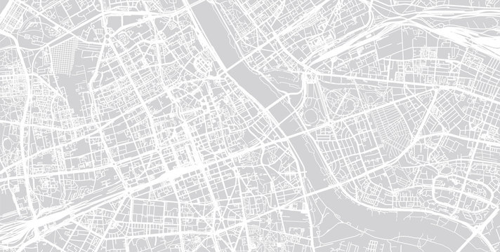 Fototapeta Urban city map of Warsaw, Poland