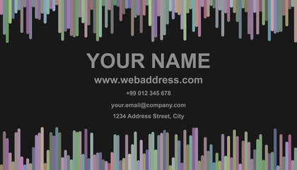Abstract business card template design - vector name card graphic with vertical stripes in colorful tones