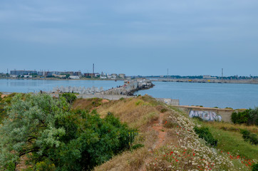 Fototapeta na wymiar Neighborhood of the city of Sevastopol of the Crimea on the Black Sea coast. June 2017
