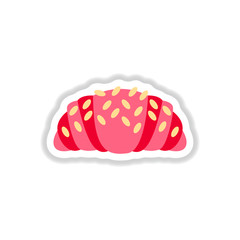Vector illustration in paper sticker style Croissant
