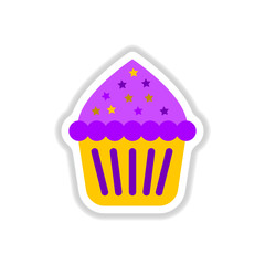 Vector illustration in paper sticker style Cupcake
