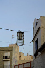 Fototapeta na wymiar Street light in old town Calpe Spain