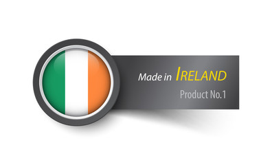 Flag icon and label with text made in Ireland