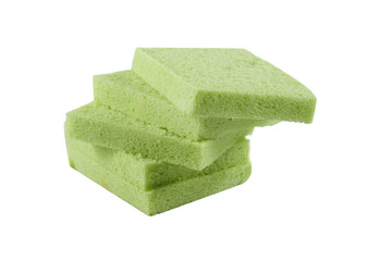 Sliced of pandan bread, isolated on a white background