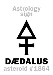 Astrology Alphabet: DÆDALUS, asteroid #1864. Hieroglyphics character sign (single symbol).