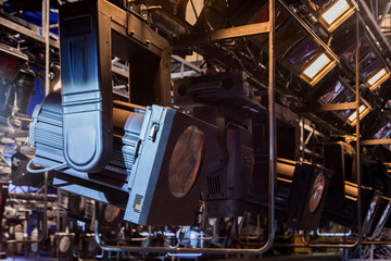 Spotlights & lighting equipment at the theater or Palace of culture.