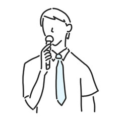 Man standing is talking, line drawing. vector illustration. and graphic design.