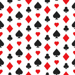 Casino poker seamless pattern with card suits