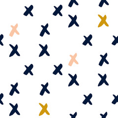 Hand drawn abstract vector seamless pattern with crosses