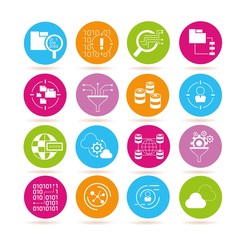 data analytics icons, network icons