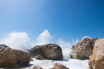 Stormy ocean striking the rocks