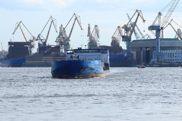 Cargo ship in port