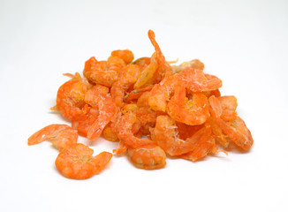 dried shrimp on white background