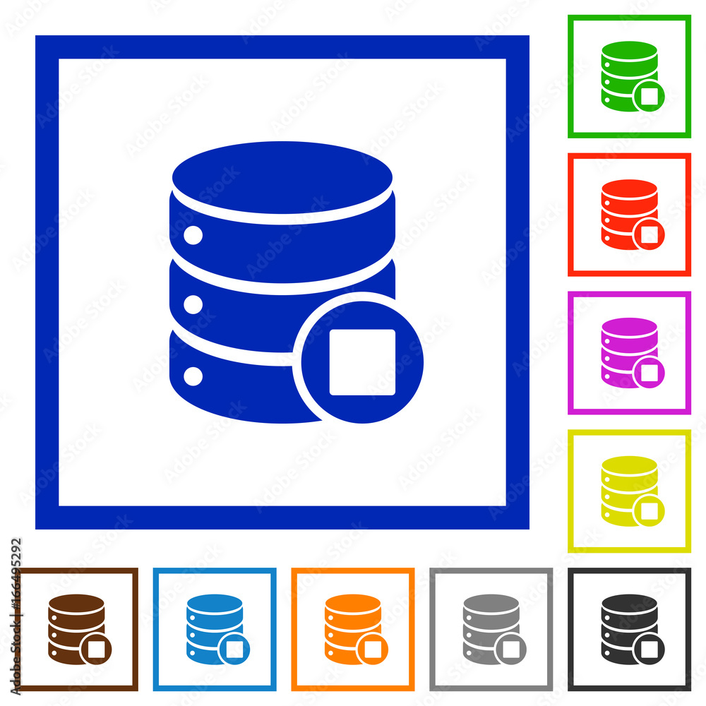 Poster database macro stop flat framed icons