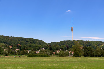 Obraz premium Fernsehturm Dresden im Frühjahr