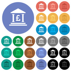 Pound bank office round flat multi colored icons