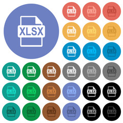 Fototapeta na wymiar XLSX file format round flat multi colored icons