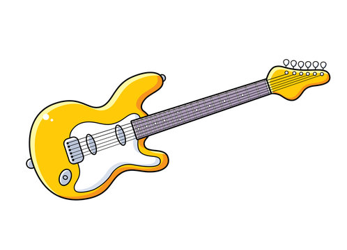 Yellow electric guitar vector isolated.