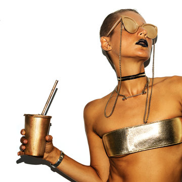 Fashion Model Swag Luxury style. Gold party