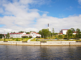 Cityscape of Arkhangelsk view to centre of city and  Nothern Dvina river