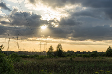 Power lines in the field