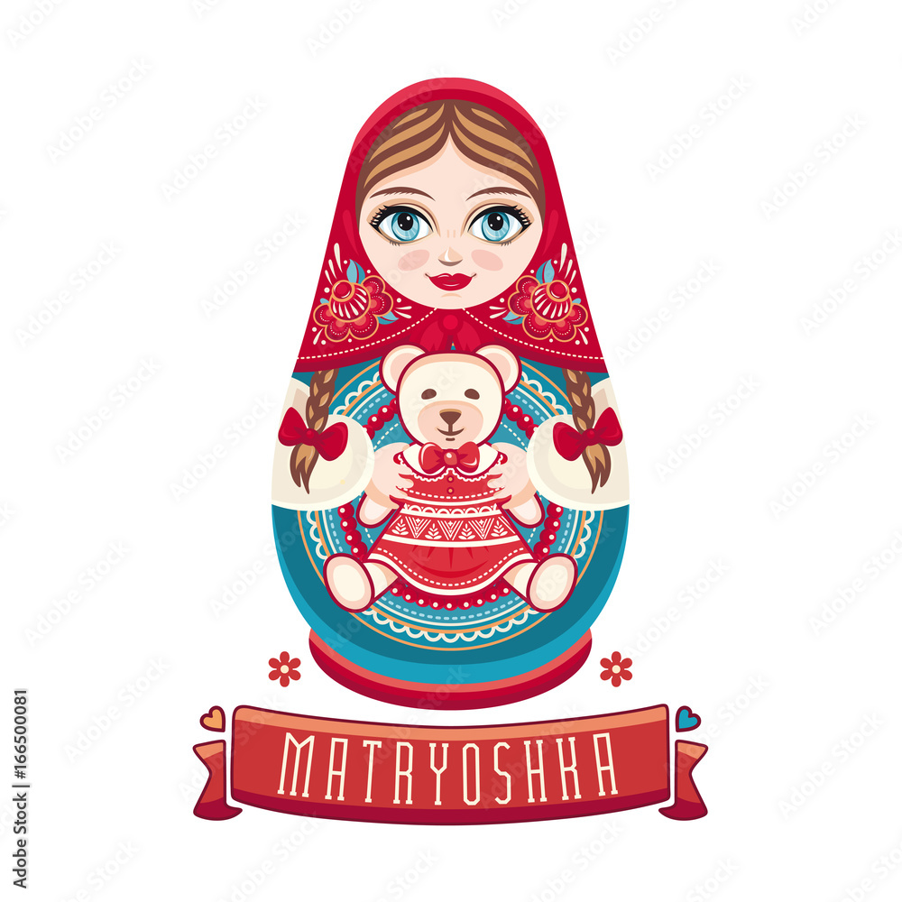 Wall mural Matryoshka. Babushka doll. Set