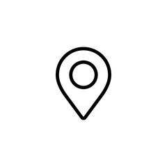 thin line google map, pin point, location icon on white background