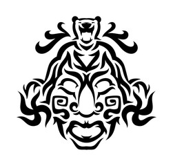 Ethnic mask icon or inca flat mask. Tribal ethnic mask vector illustration