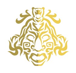 Fototapeta premium Ethnic mask icon or inca flat mask. Tribal ethnic mask vector illustration