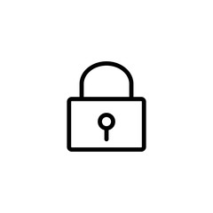 thin line closed lock icon on white background