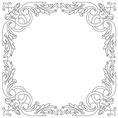 Vintage border frame engraving with retro ornament pattern in antique baroque style decorative design. Vector