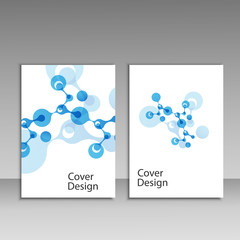 Abstract molecules brochure design. Vector cover template