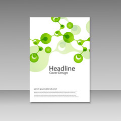 Abstract molecules brochure design. Vector cover template