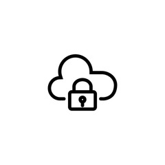 thin line secure cloud icon on white background