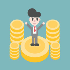 Businessman with money. Rich businessman. Business concept cartoon illustration.