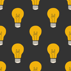 Rock hand sign bulb flat icon vector illustration