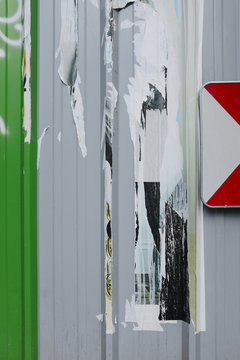 Close up of painted metal siding at construction site