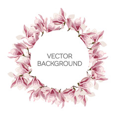 Magnolia flower frame vector illustration floral background