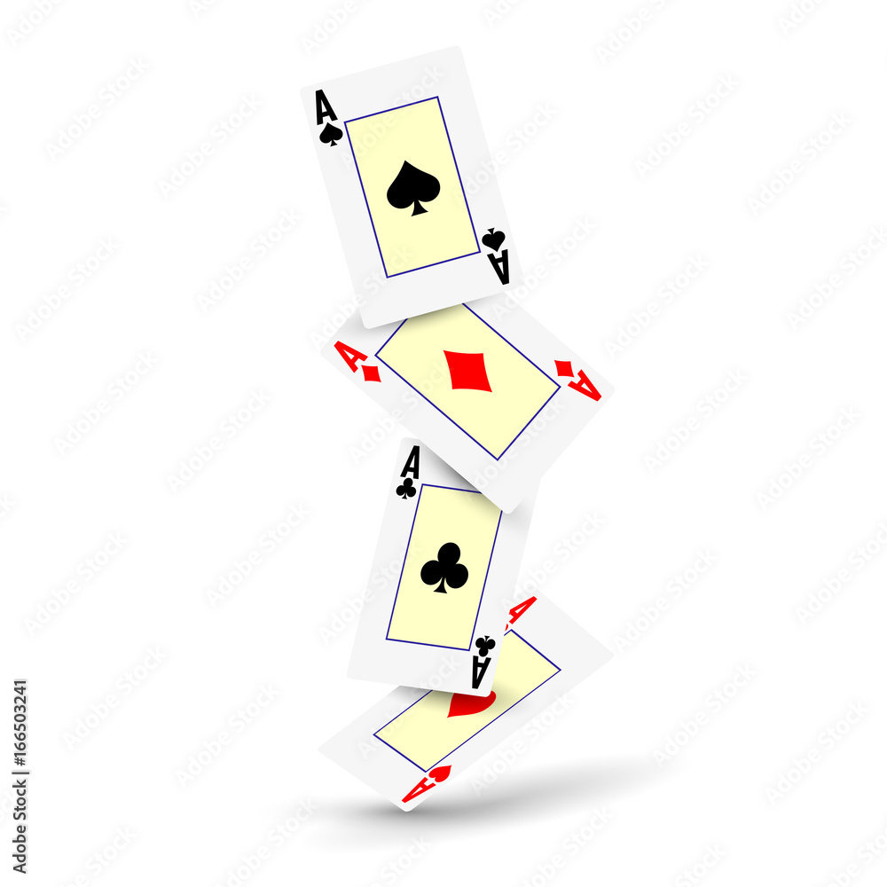 Canvas Prints falling four aces on a white background. vector illustration.