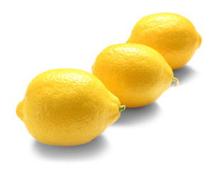 Delicious fresh lemons on white background