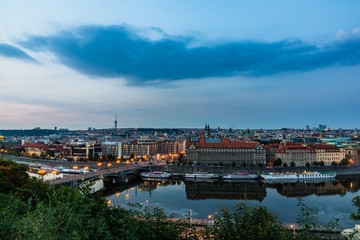 View on the Vltava river and old town Prague, Czech Republic