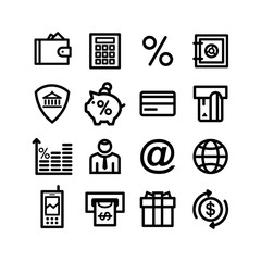 Set of business icons for banking services, stylish design, vector