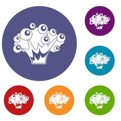 High power explosion icons set