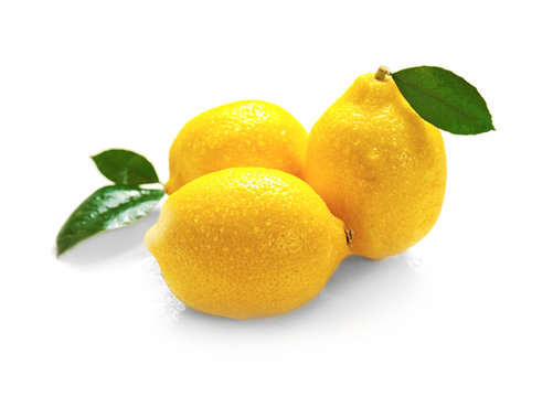 Delicious citrus fruit on white background