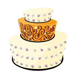 Three-layer cake decorated with colorful sugar confetti