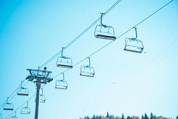 chairlift in summer mountains