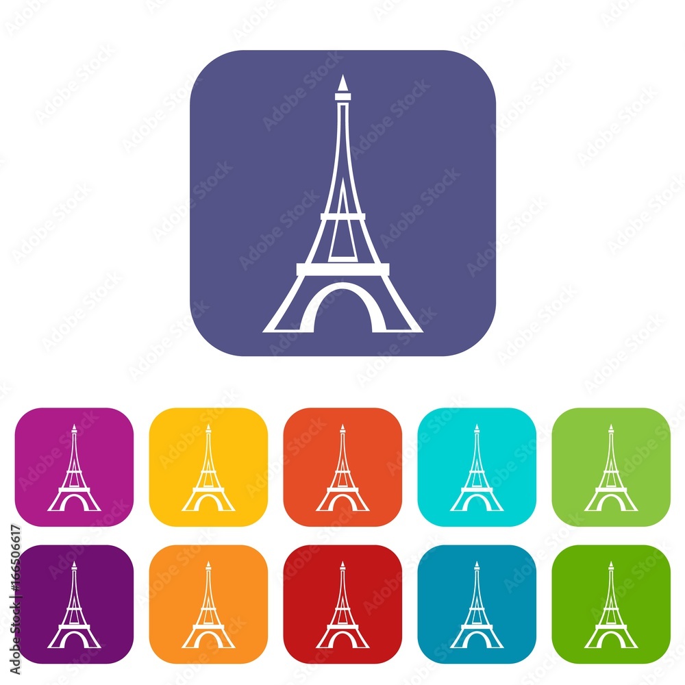 Poster eiffel tower icons set